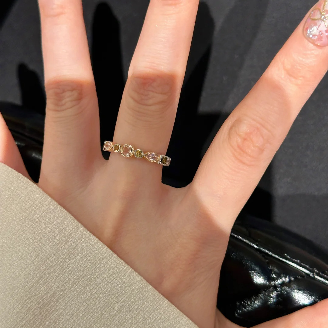 French Style Niche Colored Diamond For Women Unique Fashionable Desin Hih-End Liht Luxury Temperament Open Finer_voghion.com