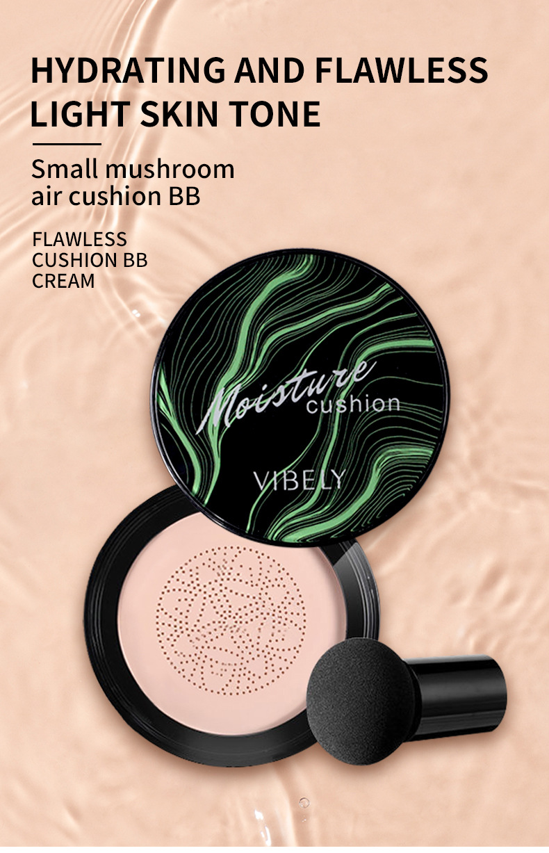 VIBELY Concealer Moisturizing Mushroom Head Cushion Beauty Cream Long-lasting, Oil-Control and Non-caking bb Cream Setting Powder Compact undefined
