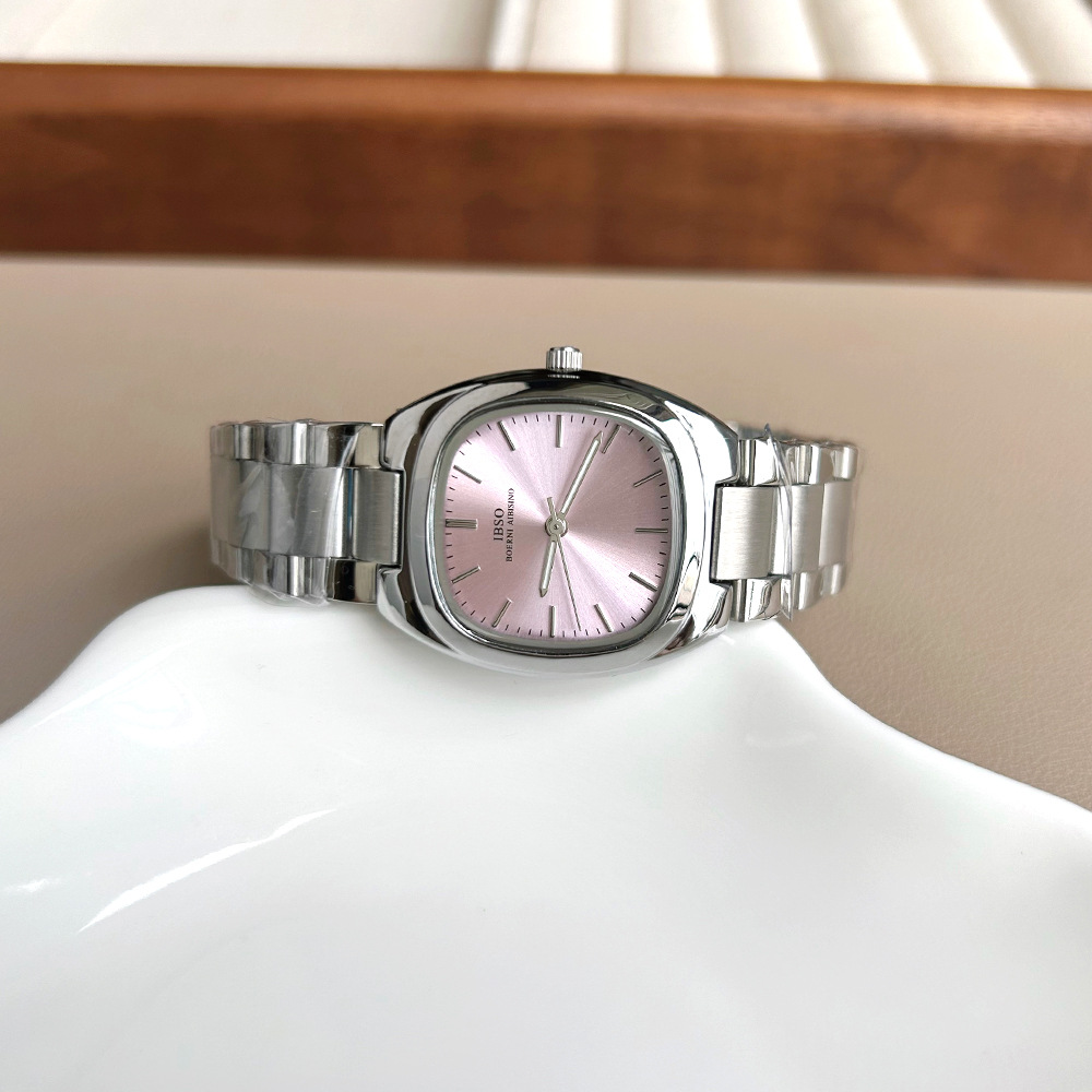 Ibso Square Women’s Watch Steel Strap Silver Elegant Summer Style_voghion.com