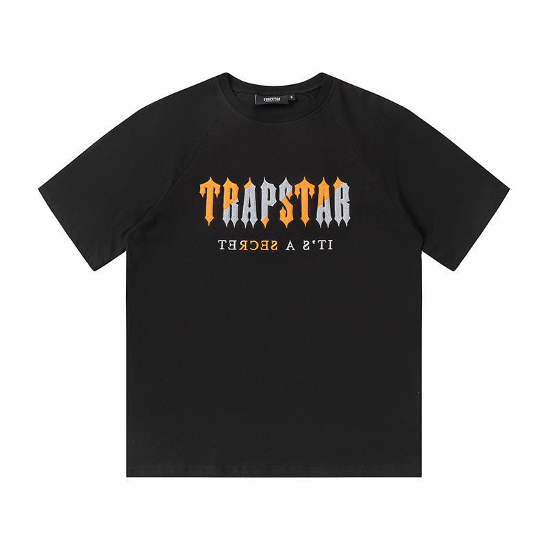 Verano nuevo trapstar cartas Orange gris toalla bordado casual traje pantalones cortos de manga corta para hombres y mujeres pareja