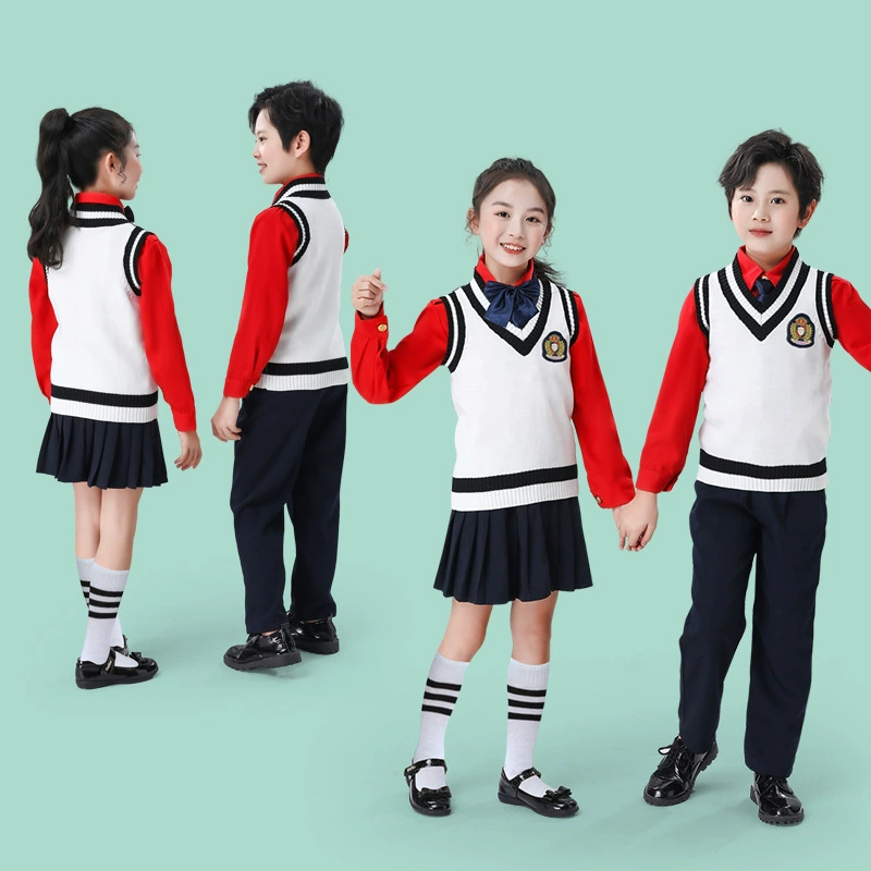 Детская форма для чтения хора для учащихся начальной школы Школьная форма в британском стиле Униформа для класса детского сада Жилет костюм Мужская форма для выступлений