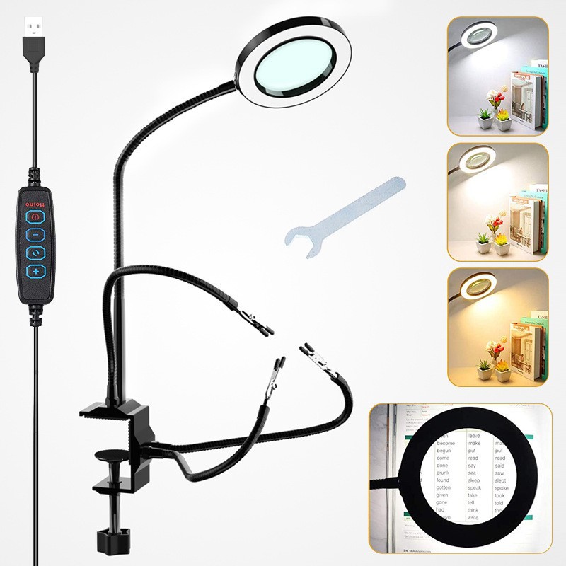 LED带放大镜灯 维修焊台万向夹 电烙铁焊台支架接万向辅助夹工具