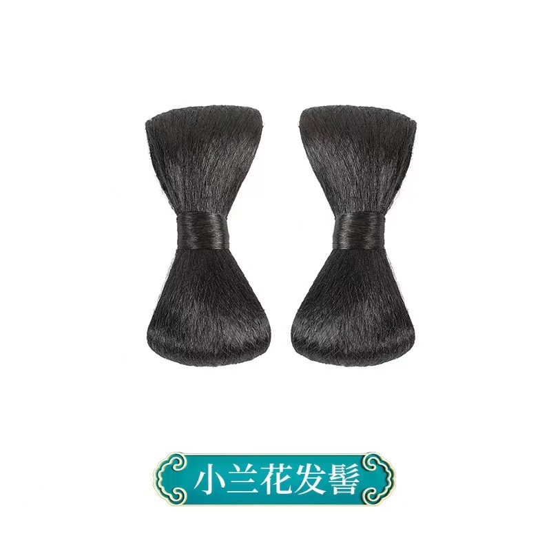 子供のかつらの時代劇の漢服の髪の一体式のカチューシャのかつらの古風な造形の演出の髪の包みの飾りの百合|undefined