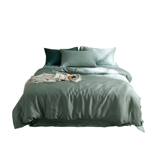 [CCTV Broadcast] Nordic 100 Lanjing Tencel Four-piece Set Summer Naked Sleeping Bed Sheet Quilt Cover Double-sided Silk