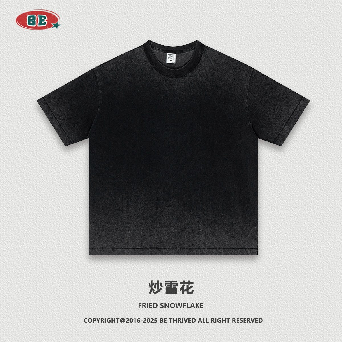 BE ropa de hombre | 2025 verano americano pesado anti-fondo frito estilo neutro camiseta de algodón de manga corta de gran tamaño personalizado para hombres