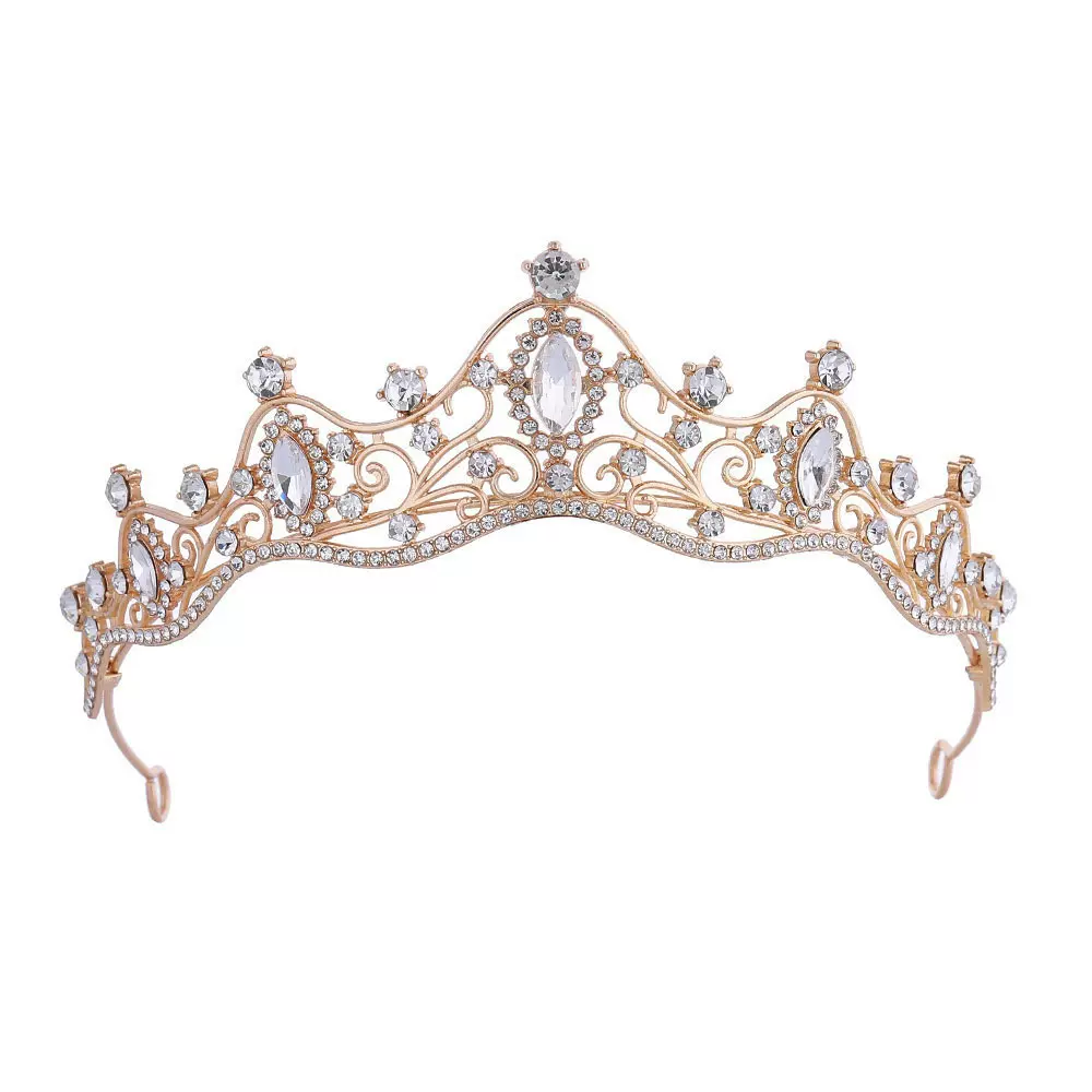 皇冠头饰新娘成人公主简约大气水钻女神王冠儿童生日头冠礼服发饰