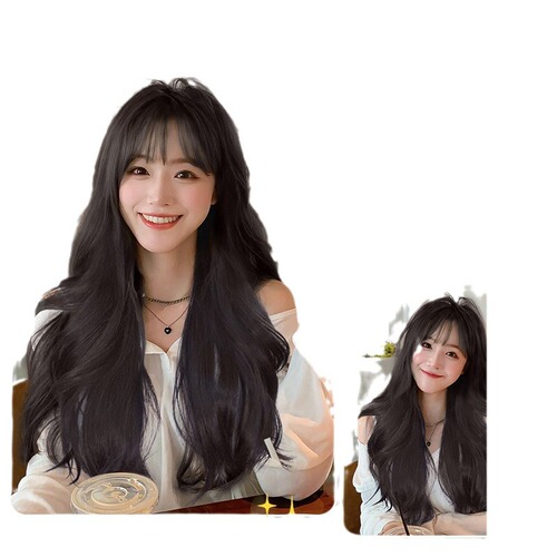 Wig for women with long hair, natural full headband, women's fashionable big wave lace wig, long curly hair, simulated human hair wig set