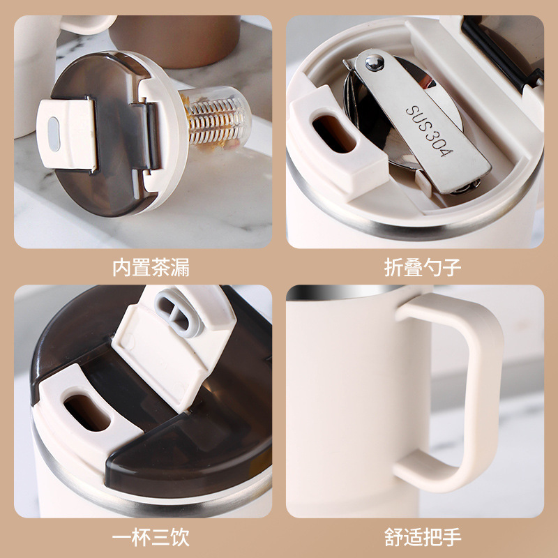 国境を越えて人気のマグカップ高颜値ストロー水カップステンレスコーヒーカップ携帯でお茶分離カップ|undefined