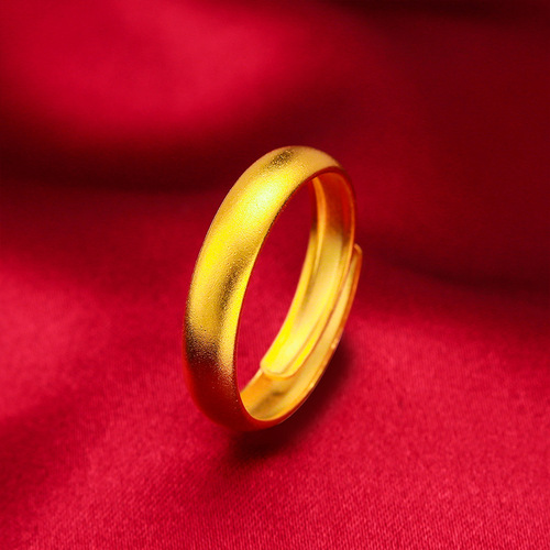 Vietnamese velvet sand gold starry open ring for women, brass gold-plated meteor shower ring, imitation gold couple ring