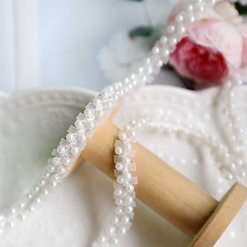 好品质珍珠纱带编织蕾丝网纱织带花边辅料领子服装衣服装饰