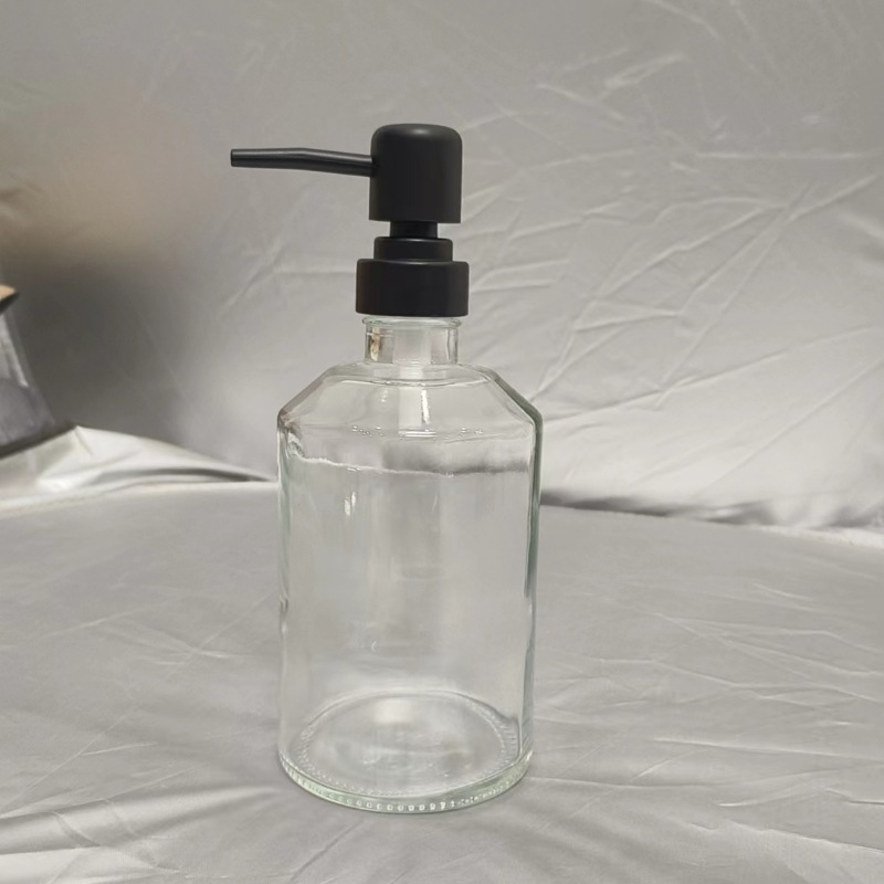 El fabricante suministra 420ml de desinfectante de manos, botella de vidrio transparente de color de patrón vertical cuadrado, botella de desinfectante de manos, vidrio