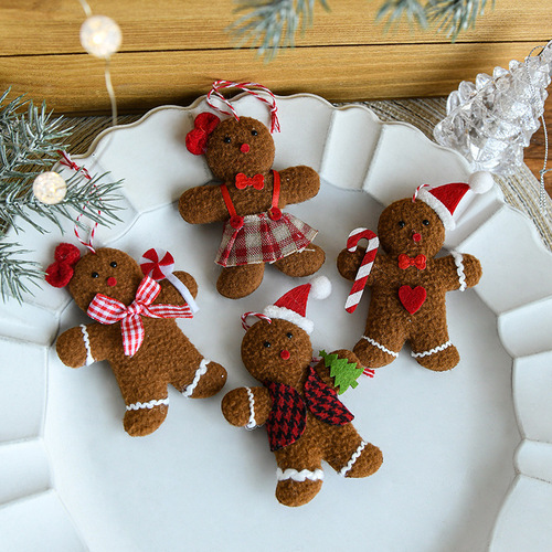 Cross-border new product Christmas tree brown gingerbread man fabric pendant Christmas decoration scene decoration decoration wholesale