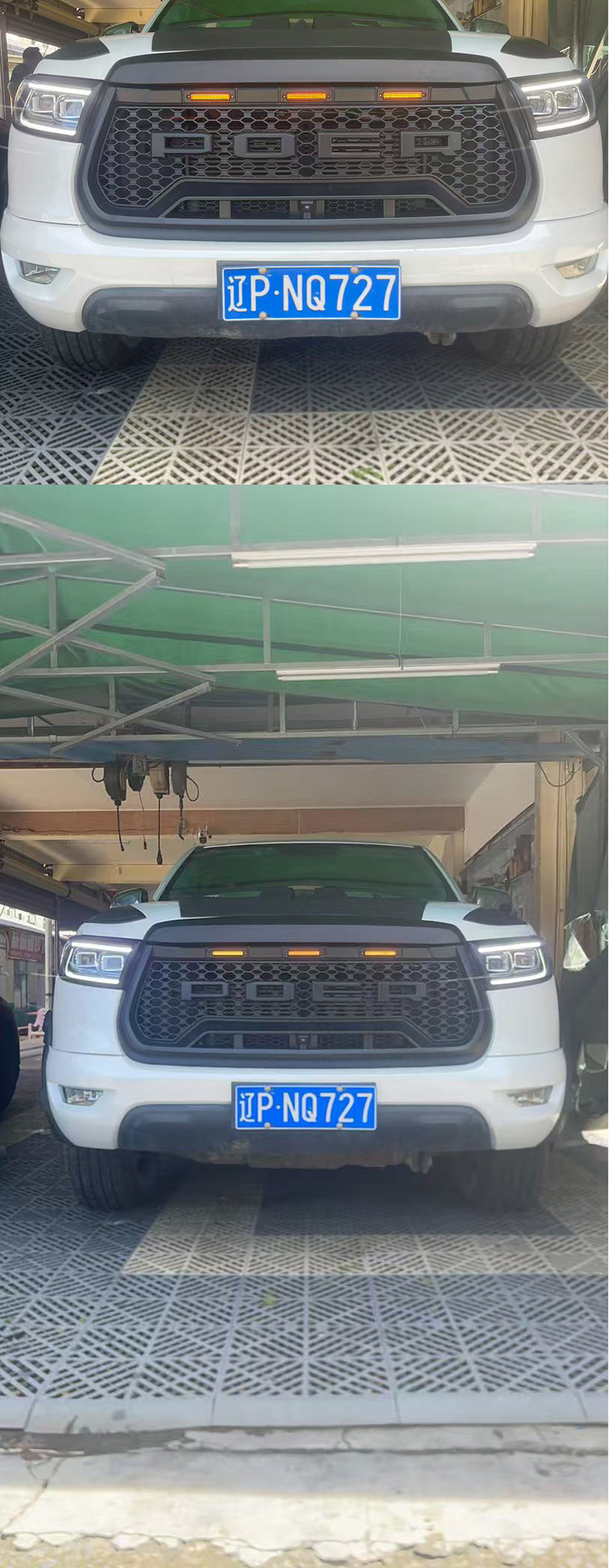 Suitable for 19-26 Models of Passenger Vehicles, Black Warrior Off-Road Grille Modification with Lights and Lettering, Poer Replacement Grille