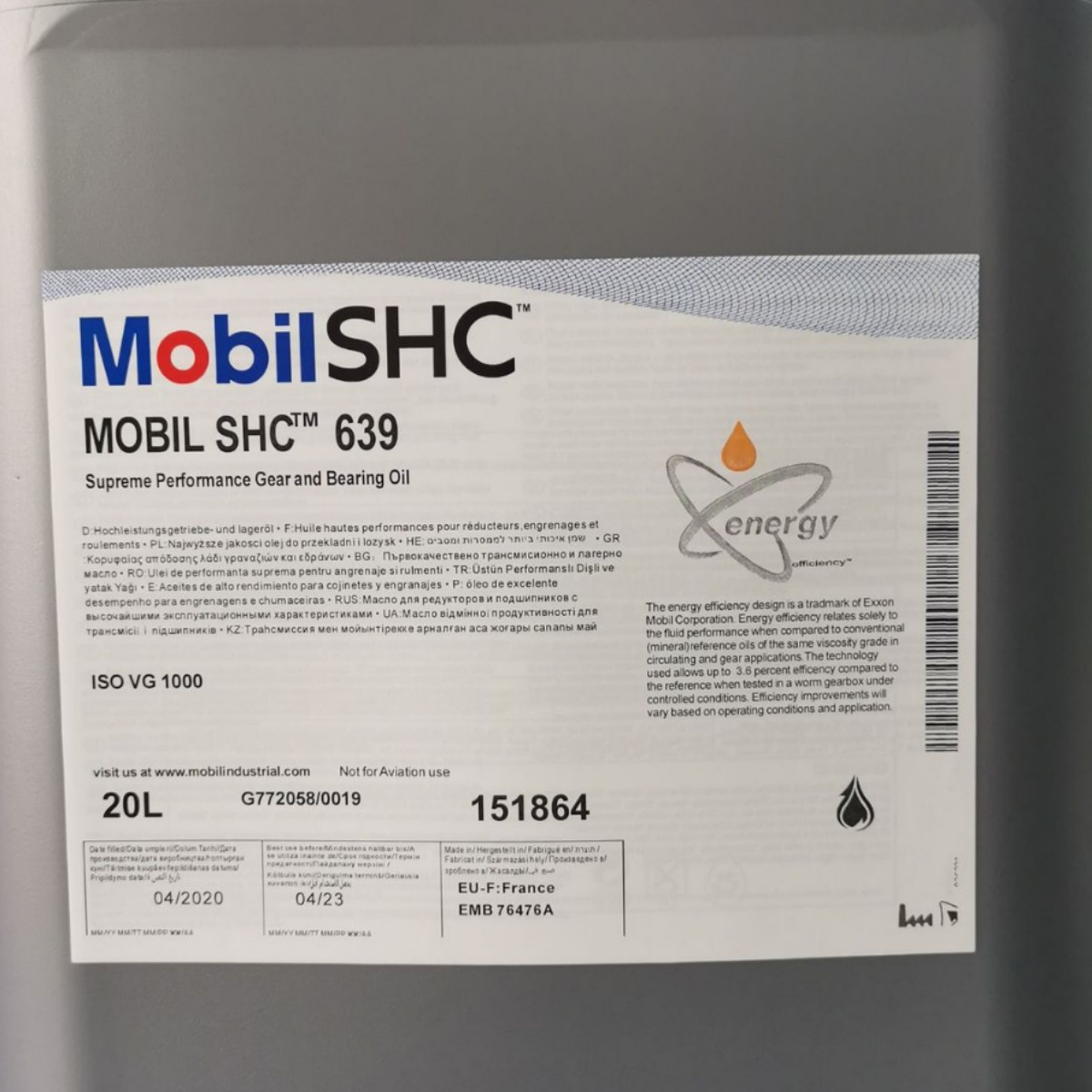 【批发】美孚润滑油SHC639全合成齿轮油MOBIL SHC 639