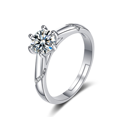 Six claw Hypotenuse Diamond Ring Japan and South Korea Fashion 1 Carat marry Propose birthday Valentine's Day Send his girlfriend Morsang