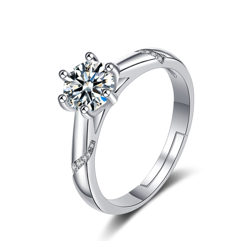 Six claw Hypotenuse Diamond Ring Japan and South Korea Fashion 1 Carat marry Propose birthday Valentine's Day Send his girlfriend Morsang