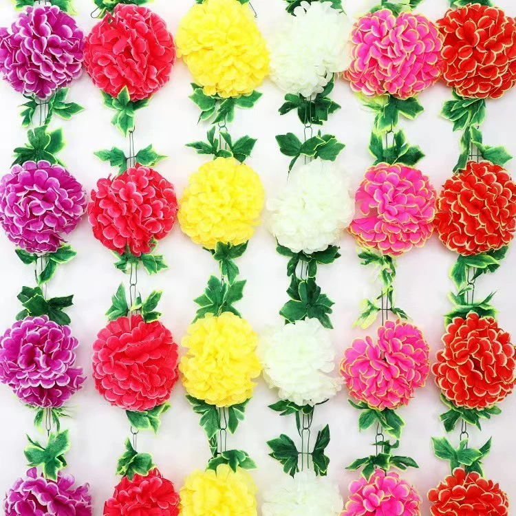 Цветы для уборки могил на фестивале Цинмин, яркие шарики из искусственной хризантемы, подношения для уборки могил хризантем, украшения надгробий в виде виноградной лозы, большие красные цветы, принадлежности для уборки могил.