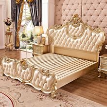 主卧床欧式床双人床奢华1.8米香槟金法式真皮实木婚床橡木公主床