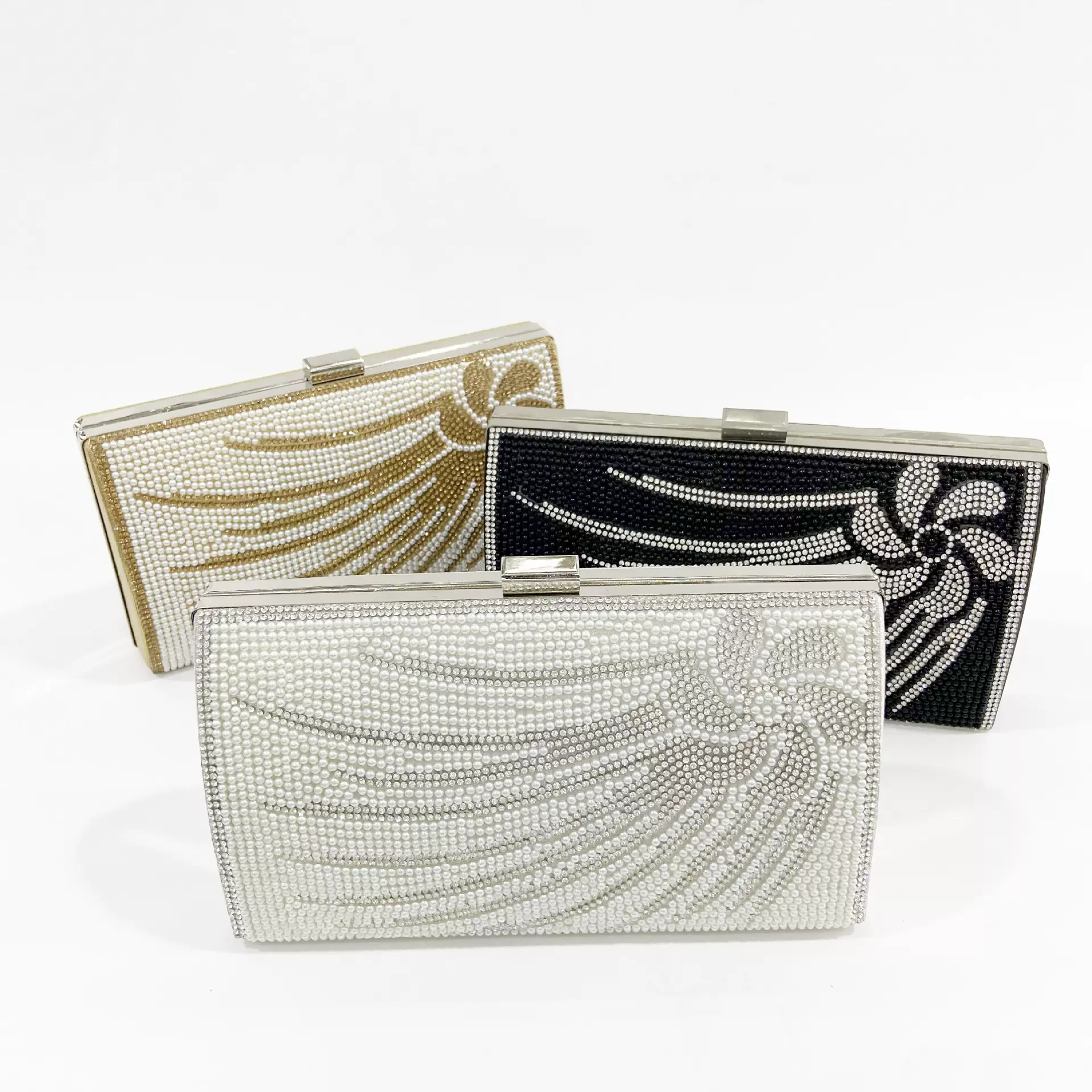 新款外贸复古金属高档女包包欧美手拎珍珠礼服晚宴包宴会派对钱包