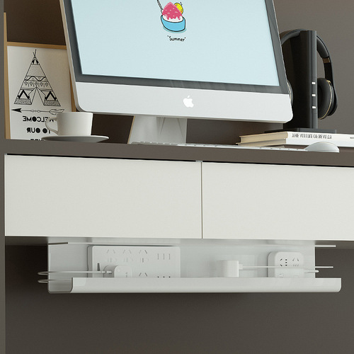 Under-desk cable management rack, computer under-desk cable management slot box, data cable storage, wire socket, punch-free organizing artifact