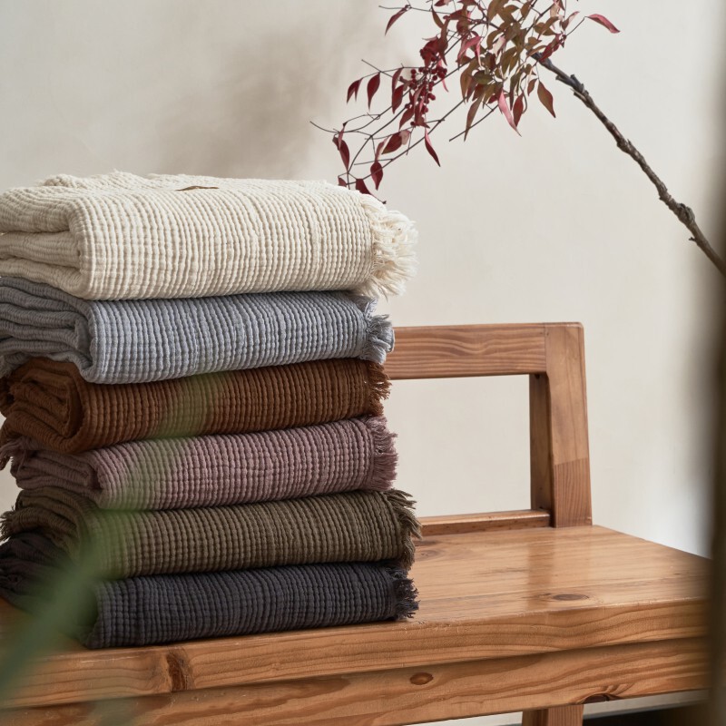 Japanese Style Retro Cotton Four-Layer Gauze Tassel Blanket Multi-Functional Pleated Breathable Soft Waxy Four Seasons Blanket Casual Blanket