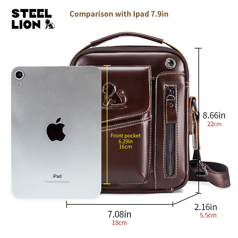 Bolso de hombro pequeño de los hombres de piel de vaca primera capa de piel de vaca hombro crossbody bolsa de deportes de moda MINI Bolso pequeño bolso duradero