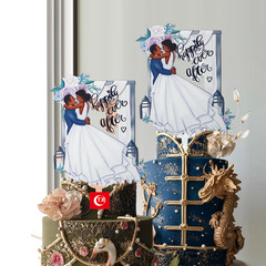 Mr&mr Western wedding decoration supplies, baking cake ornaments, dessert table copyright plaque and plug-in