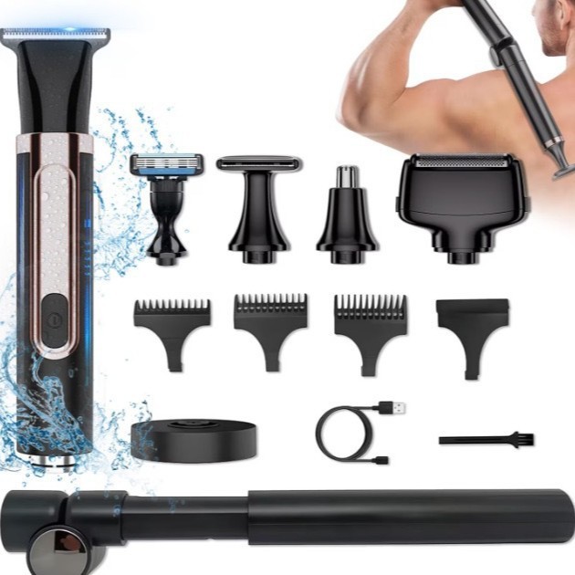 4 in 1 men's shaving set back shaving cutter folding telescopic rod shaving razor nose hair trimmer