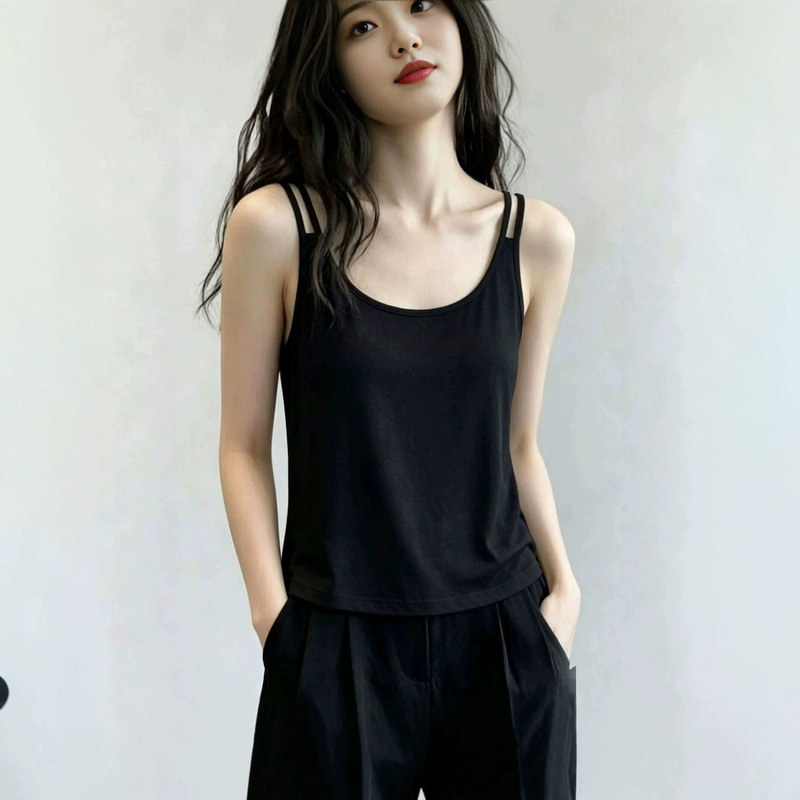 Summer Plus-Size Slimming Double-Shoulder Strap Sleeveless Camisole Vest, Loose-Fitting New Style for Wearing over a Suit, Concealing Body Shape, Base Layer Top Summer Plus-Size Slimming Double-Shoulder Strap Sleeveless Camisole Vest, Loose-Fitting New Style for Wearing over a Suit, Concealing Body Shape, Base Layer Top
