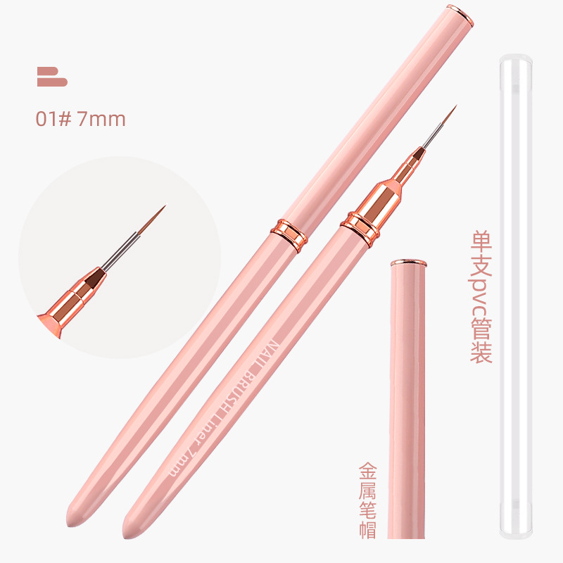 Tubo de aguja personalizado traje de pluma de dibujo de uñas Rosa varilla de metal muy fino bjd pluma facial hecha a mano pluma de dibujo al por mayor
