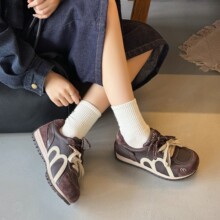 真皮防滑橡胶底阿甘鞋女秋季新款百搭休闲运动跑步鞋女鞋qyf25855