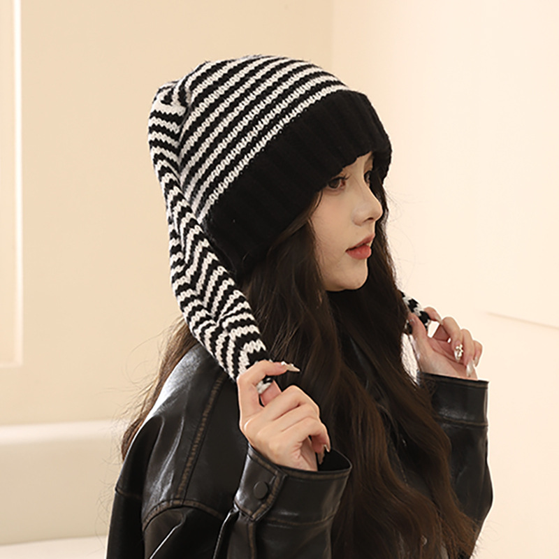 Corée du Sud Chine-Chic Marque Mignon Oreille De Lapin Tricoté Rayé Pull Laine Enfants y2k Shopping Mode Chaud Froid Chapeau_voghion.com