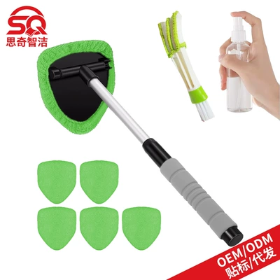 Factory Wholesale Sponge Handle – Car cleaning tools - 1-b-type-eva-pentagonal-plastic-piece-6-green-cloth-covers-1-100ml-spray-bottle-1-detail-brush