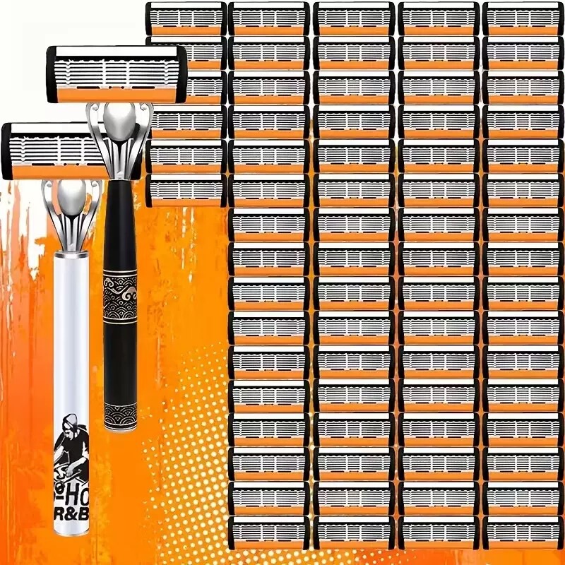 Six-Layer Orange Manual Razor, Six-Layer Universal Razor, 2 Knife Holders and 72 Blade Combinations, Cross-Border Shipping