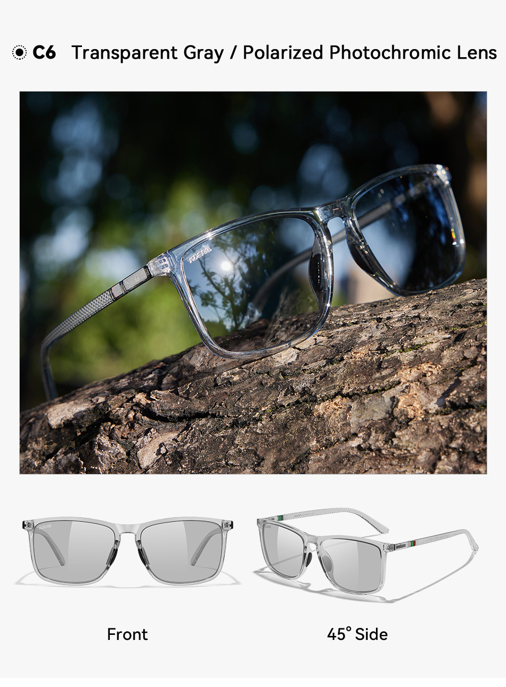 KDEAM New Large Size Square Polarized Sunglasses Outdoor UV Protection Fishing Driving Glasses KD705-PLUS