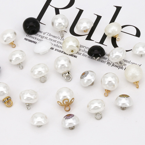 Pearl Mushroom Button Round Resin Button Cheongsam Hanfu Decoration Black White Blouse Chiffon Hand-Stitched Button