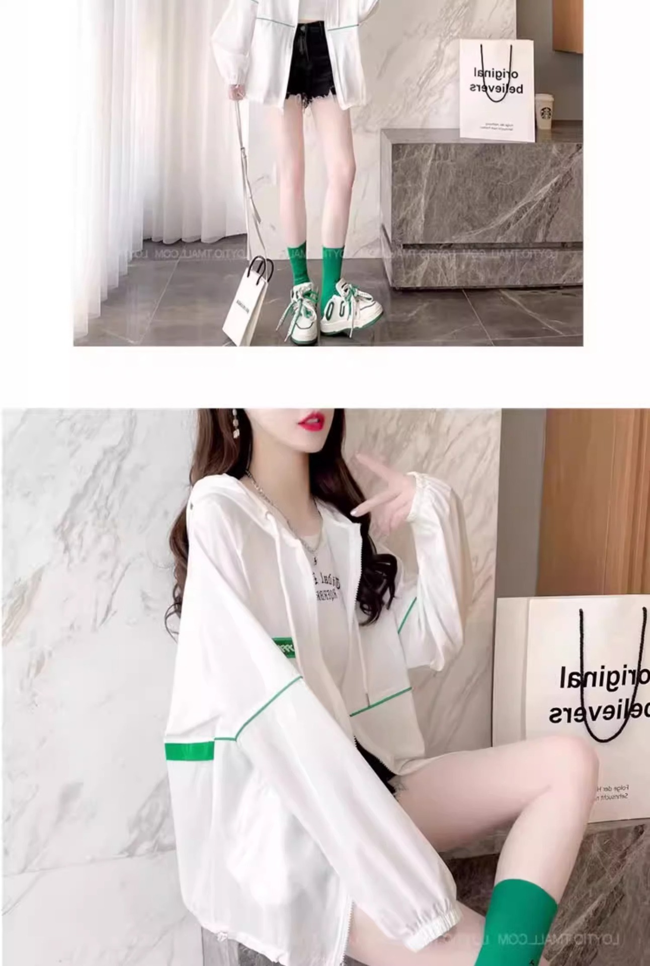 Áo chống nắng nữ dáng rộng có mũ, mỏng thoáng khí mùa hè, phong cách thể thao đa năng — Màu hồng chi tiết 4