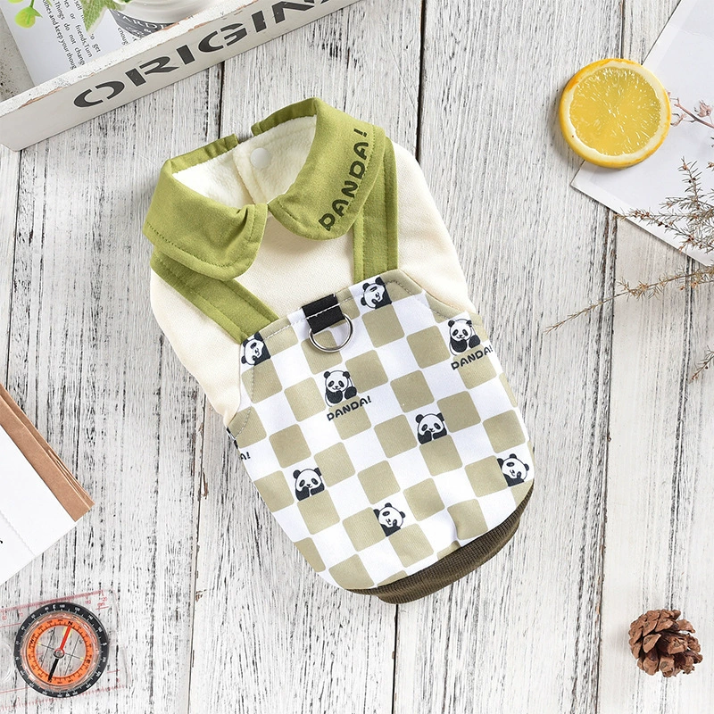 Панда может буксировать пальто для домашних животных осенью и зимой с бархатной одеждой