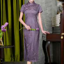2025高端真丝旗袍新款女改良气质中国风桑蚕丝连衣裙显瘦优雅长款