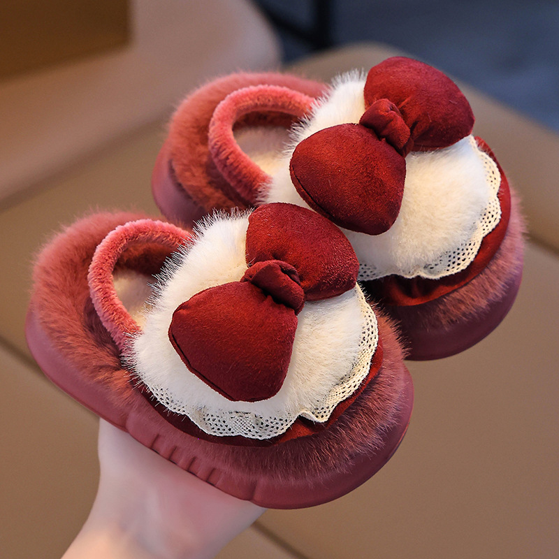 Zapatillas de algodón para niños, hombres y mujeres, niños de mediana edad pueden usar arcos impermeables para el interior, zapatos de algodón antideslizantes para padres e hijos.