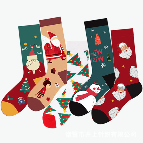 Christmas socks festive socks tall cotton Santa Claus snowman Christmas tree stockings autumn and winter socks
