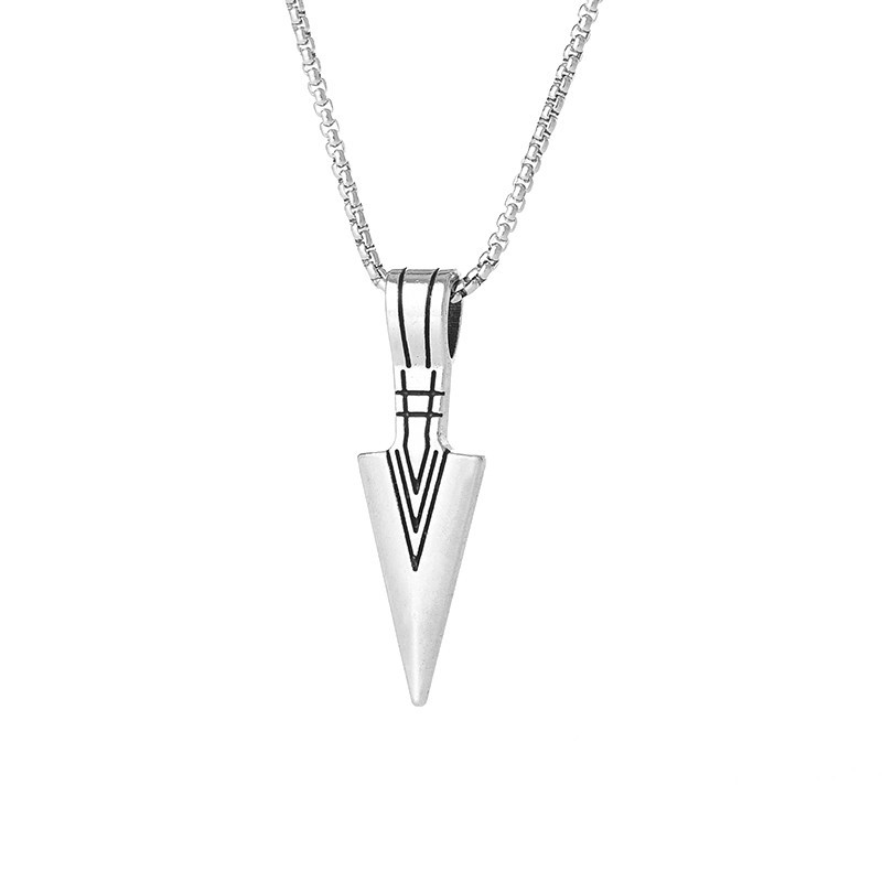 Personalized Spear Head Pendant Necklace In Titanium Steel For Men_voghion.com