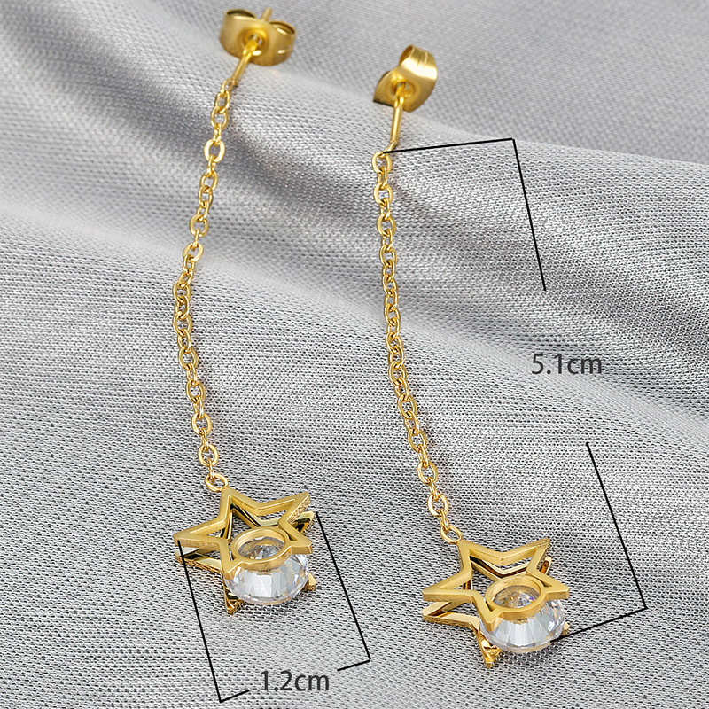 Women's Gender 1 Pair Sweet Simple Style Star Titanium Steel Zircon Drop Earrings