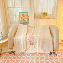 南通家纺2025新款加厚羊羔绒牛奶绒卡通贴布绣多功能毛毯批发团购