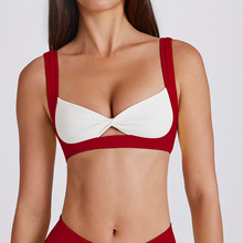 跨境性感可拆卸文胸跑步瑜伽无痕撞色胸罩扭结吊带美背运动内衣女