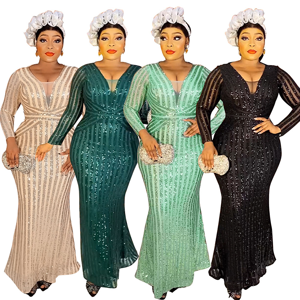 Women's Clothing new tail banquet evening dress women's sequined large size dress_voghion.com