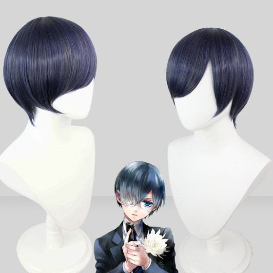Black Deacon Charles Vandomhaine Cos Wig Blue Gray Mixed Color Short Hair Styling dark blue Gray Hairstyle