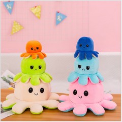 八爪魚跨境翻面章魚玩偶雙面翻轉公仔小毛絨玩具變臉禮物地推活動