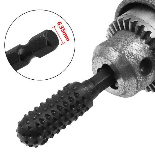 Hexagonal handle 10-piece set wolf tooth rotary wood file, woodworking grinding rotary file, electric sanding head
