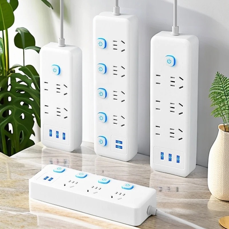 米用多功能插座家用插排带线多孔拖线带USB插线板纯铜芯接线板